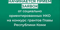 Прием заявок от социально ориентированных НКО на конкурс грантов Главы Республики Коми на развитие гражданского общества в электронном виде. - Усть-Куломский район