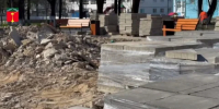 В Людиново демонтируют плитку около фонтана - Калужский перекрёсток