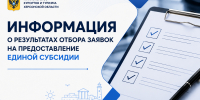 Информация о результатах отбора заявок на предоставление единой субсидии - Министерство курортов и туризма