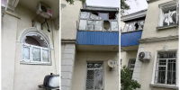 Поврежденное обломками БПЛА здание в Новороссийске © Фото из телеграм-канала оперштаба Кубани, t.me/opershtab23 - Yuga.Ru