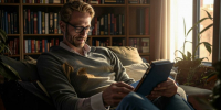 Человек читает электронную книгу / Изображение сгенерировано FusionBrain.AI / amic.ru - ИА Амител
