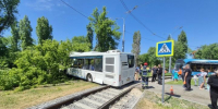 ДТП на Тульской: автобус маршрута № 18а вылетел с дороги и врезался в дерево, заблокировав трамваи - SaratovNews.Ru
