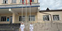 Церемонии вноса флага Российской Федерации и Республики Дагестан. - Дербентский медколледж