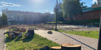 Деревья вырубили на площади у Троицкого собора в Ижевске - Комсомольская Правда