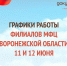 Уважаемые заявители! Обращаем внимание на изменение графиков работы центров «Мои Документы» Воронежской области с 11 по 12 июня - МФЦ