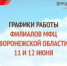 Уважаемые заявители! Обращаем внимание на изменение графиков работы центров «Мои Документы» Воронежской области с 11 по 12 июня. - Подгоренский район