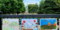 В Астрахани по периметру Братского сада выставили детские рисунки, посвященные Великой Отечественной войне - Администрация города