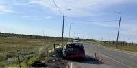 На трассе Сургут - Салехард иномарка пробила ограждение и вспыхнула. Водитель госпитализирован - Комсомольская Правда