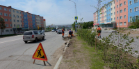 В Магадане на участке Колымского шоссе, 9 начались работы по благоустройству тротуара. - Kolyma.Ru