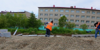 На улице Октябрьской в Магадане проводится масштабное благоустройство у перинатального центра. - Kolyma.Ru