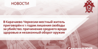 В Карачаево-Черкесии местный житель приговорён к 8 годам лишения свободы за убийство, причинение среднего вреда здоровью и незаконный оборот оружия - Следственный комитет