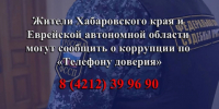 Жители Хабаровского края и Еврейской автономной области могут сообщить о коррупции по «Телефону доверия» - УФССП
