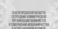 В Белгородской области сотрудник коммерческой организации обвиняется в совершении мошенничества в особо крупном размере - Следственный комитет