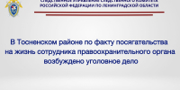 В Тосненском районе по факту посягательства на жизнь сотрудника правоохранительного органа возбуждено уголовное дело - Газета Тосненский вестник