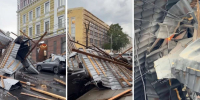 Сорванная ураганом крыша парализовала движение в центре Нижнего Новгорода - НИА Нижний Новгород
