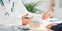 Patient visiting doctor in clinic, closeup - Краевое профобъединение