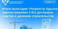 Итоги полугодия: Росреестр Адыгеи зарегистрировал 2 812 договоров участия в долевом строительстве. - Гиагинский район