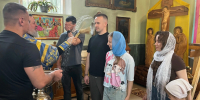 Храм преподобного Сергия Радонежского города Людиново встречает крестный ход с Калужской иконой Божией Матери - Козельская епархия