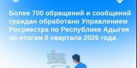 Более 700 обращений и сообщений граждан обработано  Управлением Росреестра по Республике Адыгея по итогам II квартала 2026 года - МФЦ