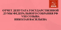 Отчет депутата Государственной Думы Федерального Собрания РФ VIII созыва Николая Васильева - КПРФ