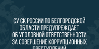 СУ СК России по Белгородской области предупреждает об уголовной ответственности за совершение коррупционных преступлений - Следственный комитет