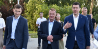 Вячеслав Франк познакомил Антона Алиханова с Барнаулом с высоты Нагорного парка - Администрация г. Барнаул
