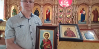 В ахунском храме освятили новую икону Пантелеимона художника-живописца Михаила Калинина - Progorod58.Ru