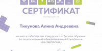 Ученица школы № 1 города Белинского стала победителем конкурсного отбора в программу «Вектор Успеха» - Белинский район