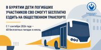 В Бурятии введут бесплатный проезд для детей погибших бойцов СВО - Министерство соцзащиты