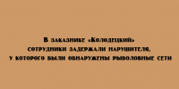 В заказнике «Колодецкий» задержан нарушитель с сетями. - Народное слово