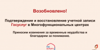 Возобновлена работа с учетной записью Госуслуг в МФЦ - МФЦ