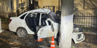 Лада с двумя людьми в салоне влетела в дерево у СИЗО в Кирове - Город Киров