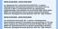 Плановые отключения 1 сентября - Междуреченский городской округ