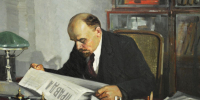 Федор Разин. В.И. Ленин читает газету "Правда". - КПРФ