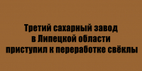 Третий сахарный завод в Липецкой области приступил к переработке свёклы - Народное слово