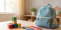 Детский рюкзак, деревянные кубики и карандаши - 168.Ru