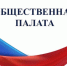 На фото — стилизованный фон с надписью «ОБЩЕСТВЕННАЯ ПАЛАТА» и волнообразными лентами в цветах российского триколора (белый, синий, красный) на белом фоне. - Коркинский муниципальный округ