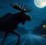 Лось ночью на трассе / Изображение сгенерировано нейросетью DALL-E / amic.ru - ИА Амител