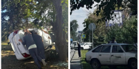 В Ростове девушка на Datsun вылетела с дороги и перевернулась - Bloknot-Rostov.Ru