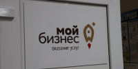 Табличка «Мой бизнес — оказание услуг» с логотипом на белой двери - 168.Ru