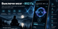 Смартфон с приложением «Выключи мозг - 852 Гц» на фоне спокойной домашней обстановки, создающей атмосферу для медитации, концентрации и отдыха. - SyasNews.Ru