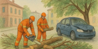 В Курске после шторма упало 12 деревьев, повреждены два автомобиля - Abireg.Ru
