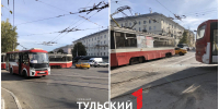 На проспекте Ленина в Туле столкнулись трамвай и автобус - ТК Первый Тульский