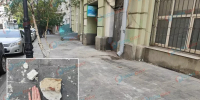 Тротуар возле Управления капитального строительства Ростова не оградили после камнепада - DonDay.Ru