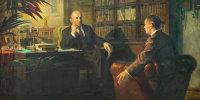 Художник: Подобедов Роман Леонидович. Ленин беседует с Гербертом Уэллсом. - КПРФ