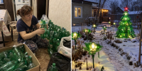 Зелёные пластиковые бутылки собираю весь октябрь: к Новому году превращаю их в дачный «изумрудный декор» — в год Красной Козы самое то - Pro Город Ухта