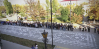 В Оренбурге мелом нарисовали 40-метровый палантин - Комсомольская Правда