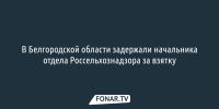 В Белгородской области задержали начальника отдела Россельхознадзора за взятку - Fonar.Tv
