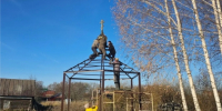Освящение и установка купола и Креста на строящуюся часовню в с. Арабоси Урмарского округа - Канашская Епархия