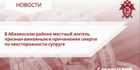 В Абазинском районе местный житель признан виновным в причинении смерти по неосторожности супруге - Следственный комитет